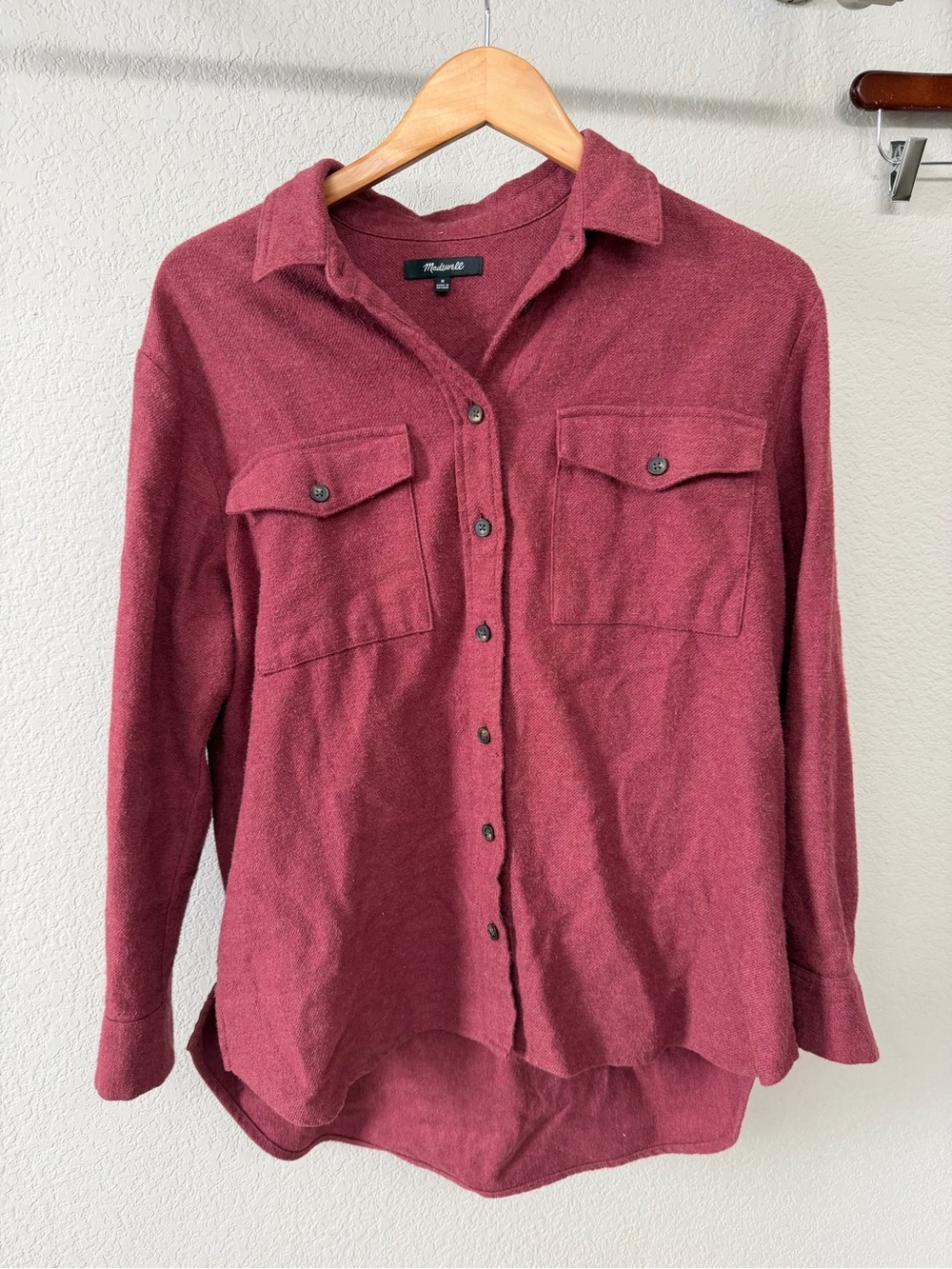 Madewell Flannel Sunday Shirt in Burgundy
